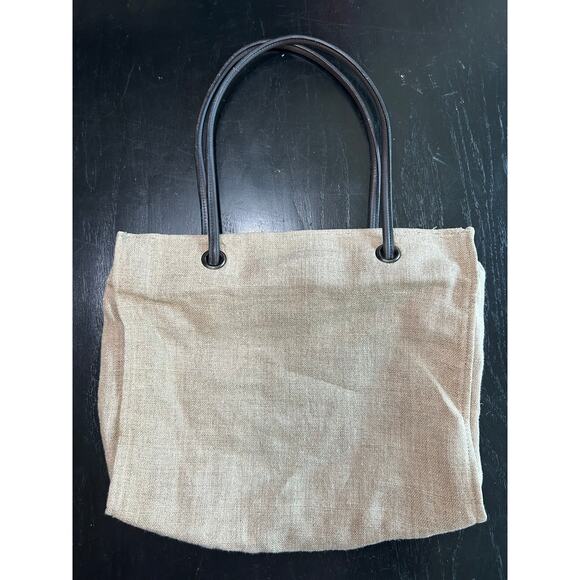 90s- Linen- Pink Floral Embroidery- Beachy zips- Shoulder Tote- small stain - Picture 2 of 6